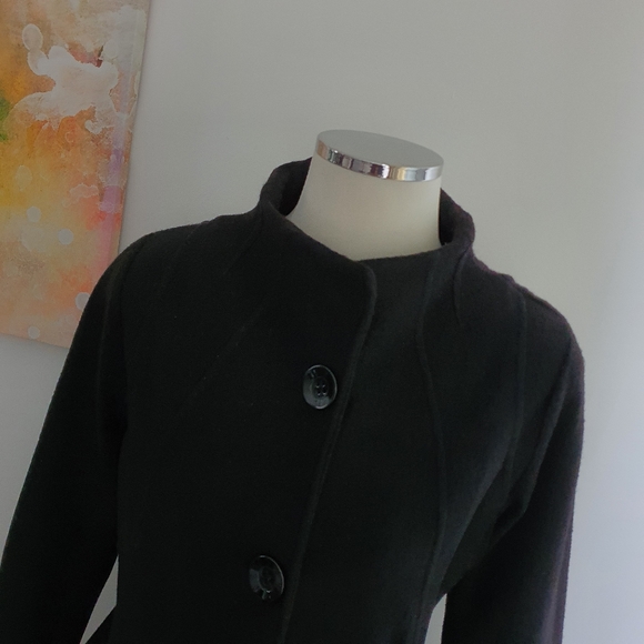 David Lawrence Merino Wool Women's Black Coat with Pockets Size 14 - Picture 5 of 6